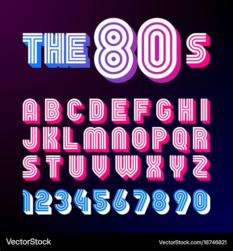 Eighties style retro font 80s font design Vector Image