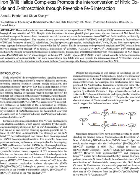 Iron (II/III) Halide Complexes Promote the Interconversion of Nitric ...