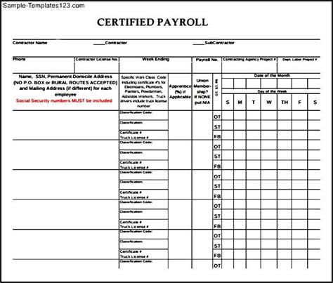 Certified Payroll Template