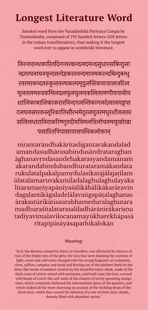 Longest Litrature Word: Sanskrit word from Varadambika Parinaya Champu ...