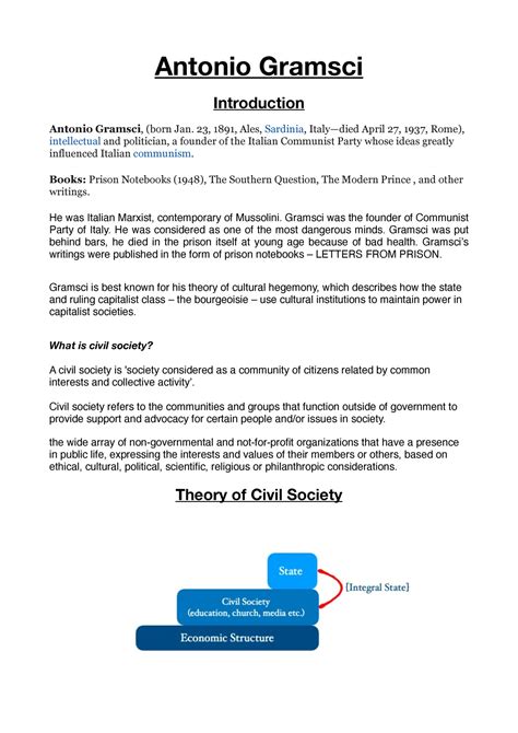 Antonio Gramsci - Theory of civil society and Theory of Hegemony ...