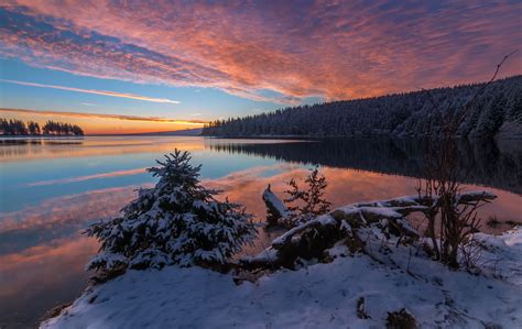 Lake Snow Evening Sunset 5k Wallpaper,HD Nature Wallpapers,4k ...