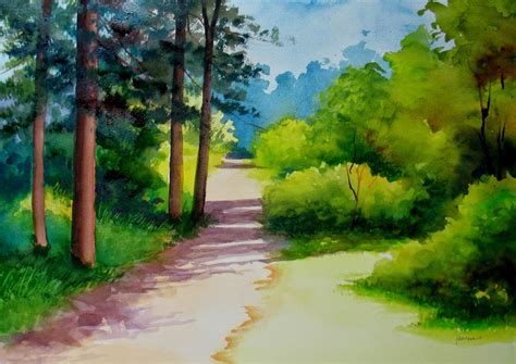 Simple Landscape Watercolor at PaintingValley.com | Explore collection ...