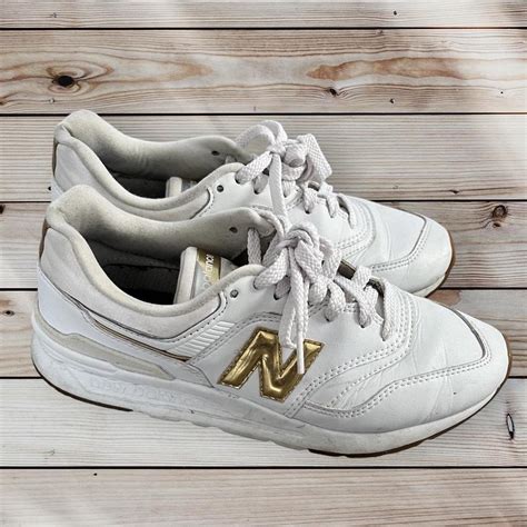 New Balance 997H women’s white/metallic gold... - Depop