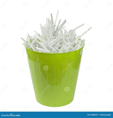 Shredded Paper in a Green Basket Stock Image - Image of private, design ...