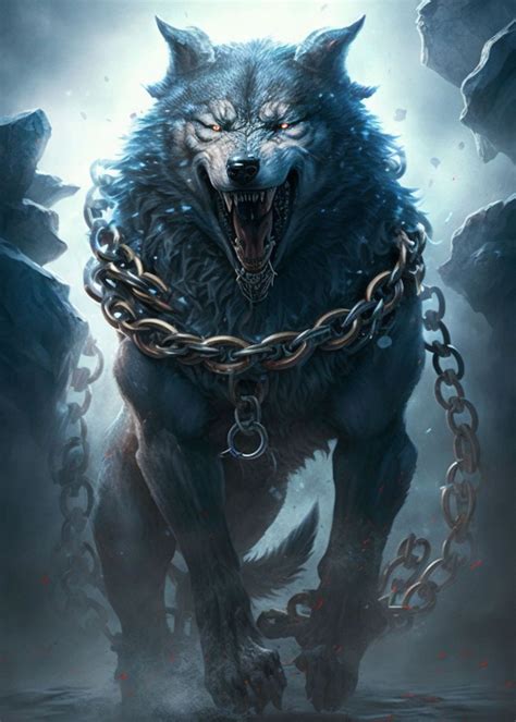 'Fenrir The Mythical Wolf' Poster, picture, metal print, paint by ...