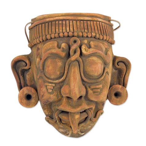 Ceramic mask, 'Maya Lord Kinich Aha' | Mayan art, Ceramic mask, Maya art