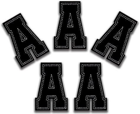 Amazon.com: Iron On Patch Letter - Black Letters 5pcs Alphabet Letters ...