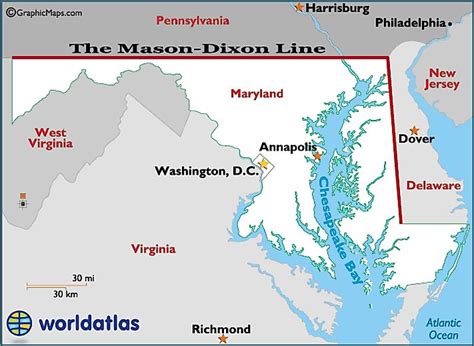 Mason Dixon Line Map and Information