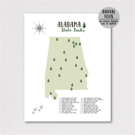 Alabama State Parks Map | Gift For Hiker | Alabama Map – Nomadic Spices