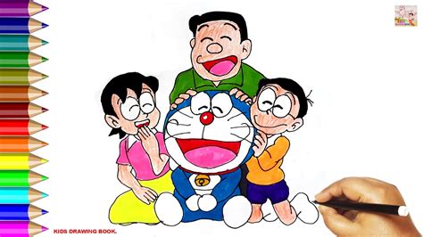 HOW TO DRAW DORAEMON NOBITA AND HIS FULL FAMILY STEP BY STEP ! DORAEMON ...