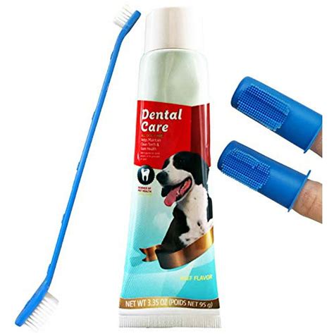 Dog Teeth Cleaning Set - Includes Beef Flavored Toothpaste for Dogs, 2 ...