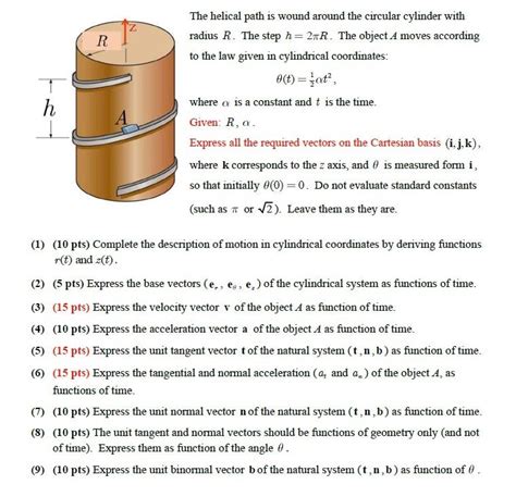 Solved IZ R h A The helical path is wound around the | Chegg.com