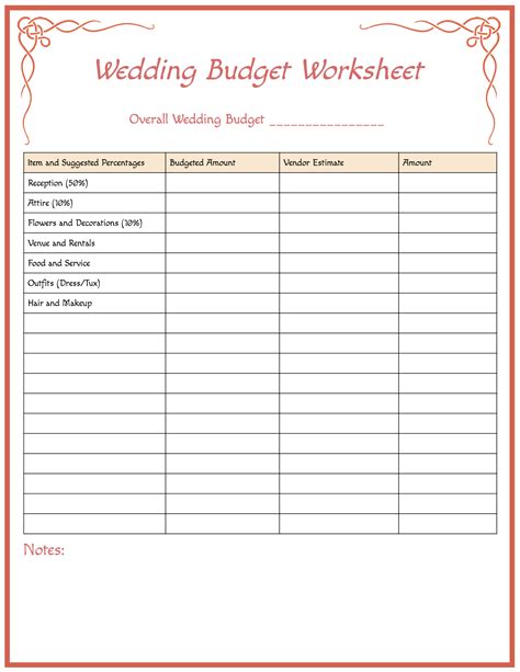 Free, printable wedding budget planner and worksheet template ...