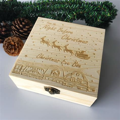 Christmas Eve Box Engraved Wooden Decorations Wood Gift Xmas Childrens ...