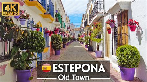 Walking Tour of Estepona Old Town, Malaga, Spain, Beautiful City Center ...