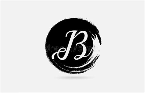 B Letter Logo Alphabet on Grunge Circle in Black and White for Icon ...