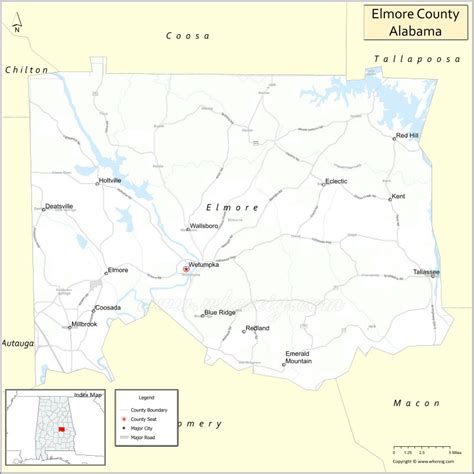 Map of Elmore County, Alabama - Where is Located, Cities, Population ...