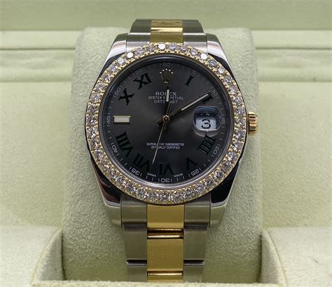 ROLEX DATEJUST 41MM GREEN DIAL DIAMOND BEZEL - Gold & Ice Jewelry