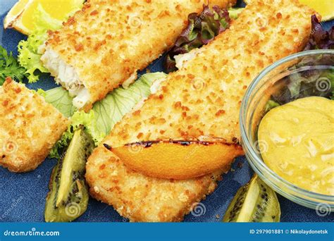 Fillets of Grilled or Oven Baked Pollock Stock Image - Image of macro ...