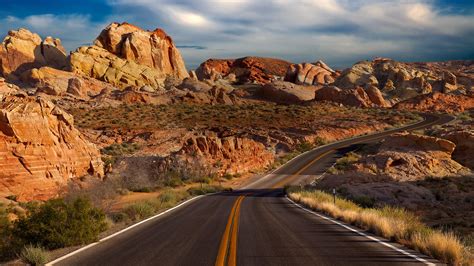 Nevada, mountains, sky, road, USA, clouds, nature, landscape, desert ...