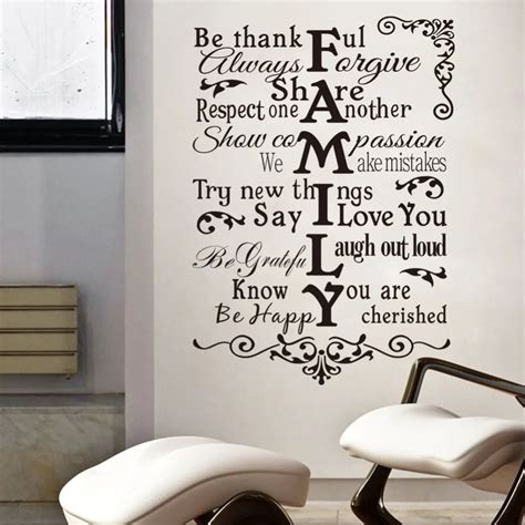 Creative Family Rules Quotes Wall Stickers Home Decor Living Room Vinyl ...