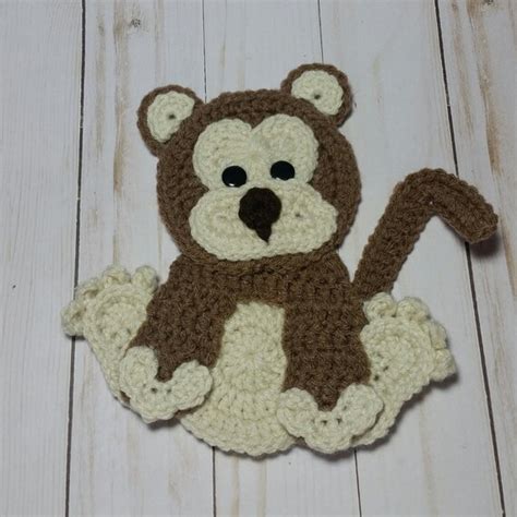 Monkey Applique Crochet Monkey Applique Premade Applique - Etsy