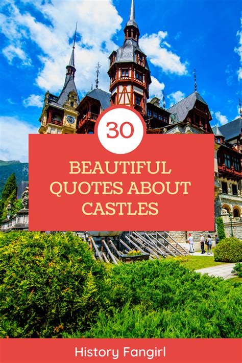 an old castle with the words 30 beautiful quotes about castles in red ...