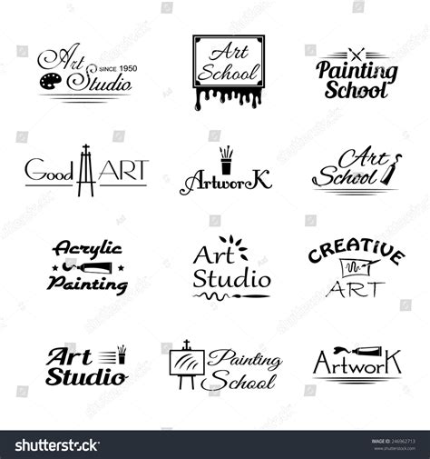 Set Vector Art Studio Emblems Painting Stock Vector (Royalty Free ...