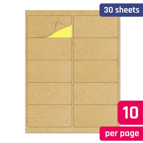 2" x 4", Brown Kraft Stickers Labels Sheets - TownStix