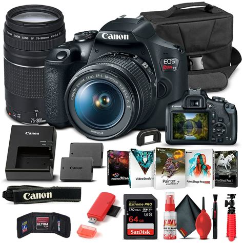 Canon EOS Rebel T7 DSLR Camera W/ 18-55mm and 75-300mm Lenses - Basic ...