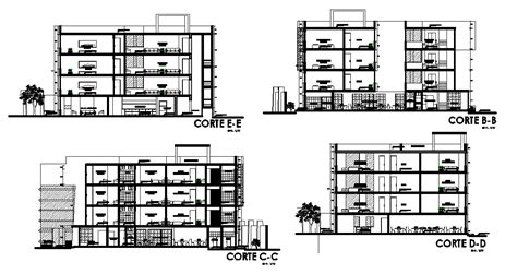 G+3 Storey Hotel Building Section CAD Drawing DWG File - Cadbull