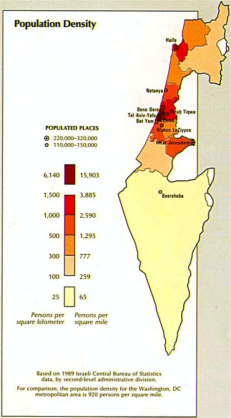 Israel Population Density Map - Israel • mappery