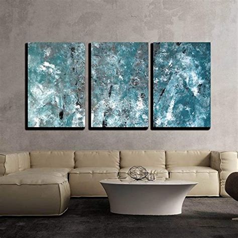 wall26 - 3 Piece Canvas Wall Art - Teal and Grey Abstract Art Painting ...