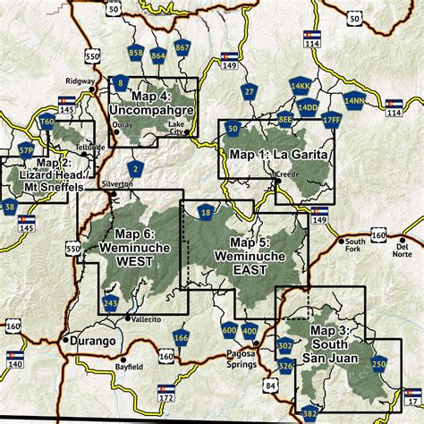 San Juan Mountains Wilderness Map Pack - Outdoor Trail Maps