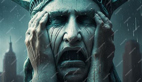 Premium AI Image | Statue of liberty Crying face stock illustration ...