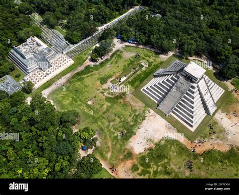 Aerial view of Mayan Ruin of Chichen Itza Archaeological Site Yucatan ...