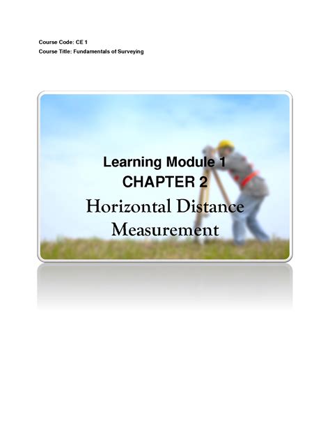 SOLUTION: Fundamentals of surveying chapter 2 horizontal distance ...