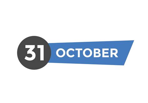 october 31 calendar reminder. 31th october daily calendar icon template ...