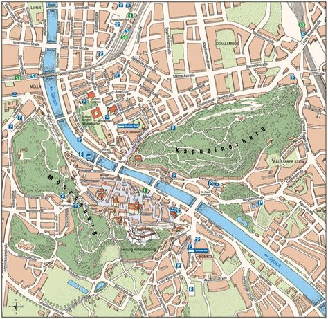 Large tourist map of Salzburg city center | Salzburg | Salzburg ...