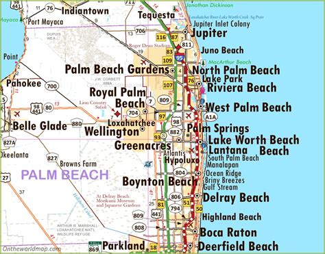 West Palm Beach Area Road Map - Ontheworldmap.com