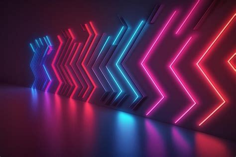 Premium Photo | A wall with neon lights and a blue and red neon light.