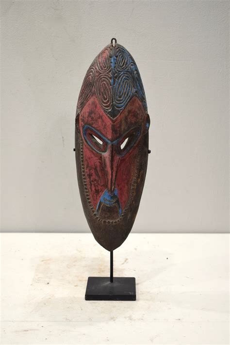 Papua New Guinea Mask Lamingsain Village Sepik River Boiken Tribe Wood Mask