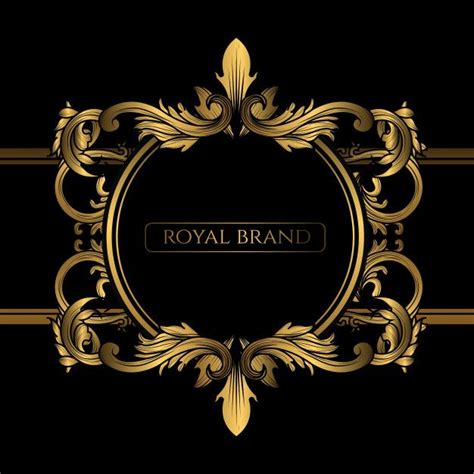 the royal brand logo on a black and gold background with an ornate ...