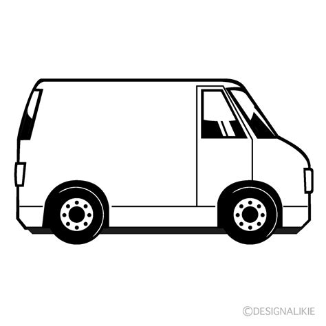 Delivery Van Black and White Free PNG Image｜Illustoon