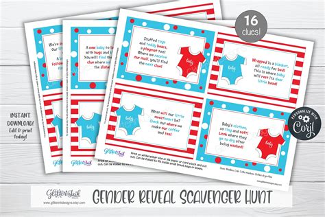 "A BOY OR A GIRL! WHICH WILL IT BE? This editable, printable scavenger ...