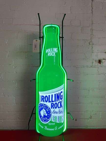 Rolling Rock Bottle Neon Sign - Spankys Freedom Car Auctions