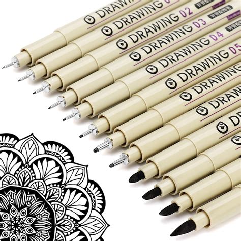 Buy Micro Fineliner Drawing Art Pens: 12 Black Fine Line Waterproof Ink ...