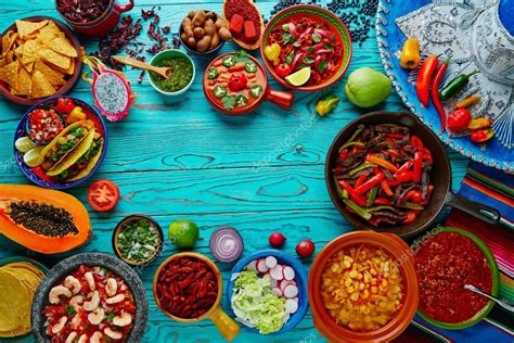 Mexican food mix colorful background Mexico Stock Photo by ©lunamarina ...