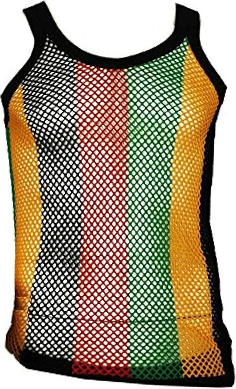 Amazon.com: BUNFIREs Rasta Jamaica Jamaican Fest Mesh Vest Tank Top ...